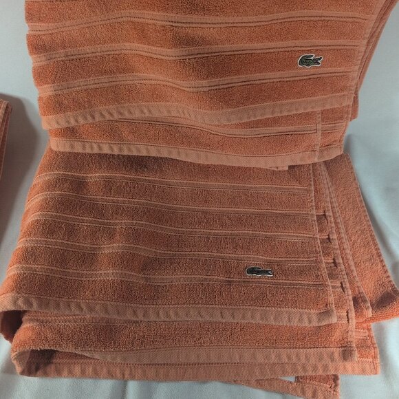 Lacoste 4 Set Orange Towels Bath Body Hand Hair 100% Cotton 30x52" Crocodile - Picture 5 of 12